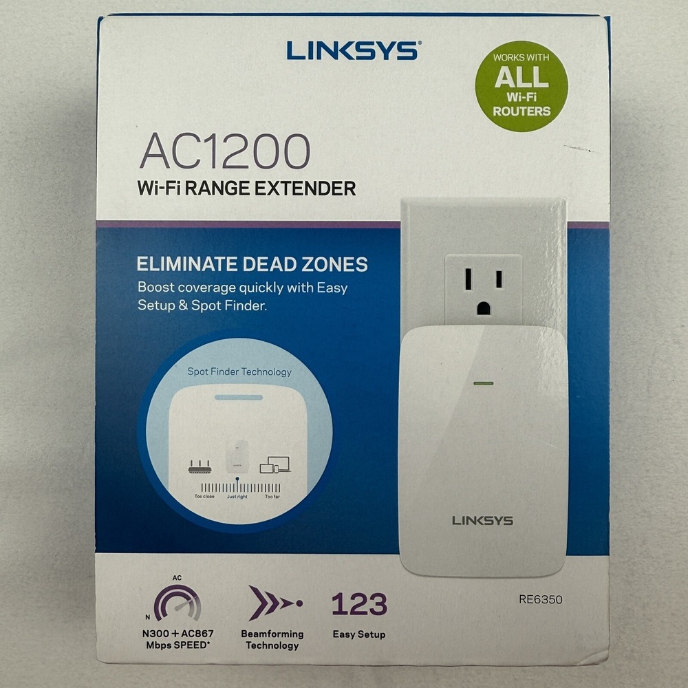 Linksys RE6350‎ AC1200 Dual-Band WiFi Range Extender up to 2K SqFt White NEW